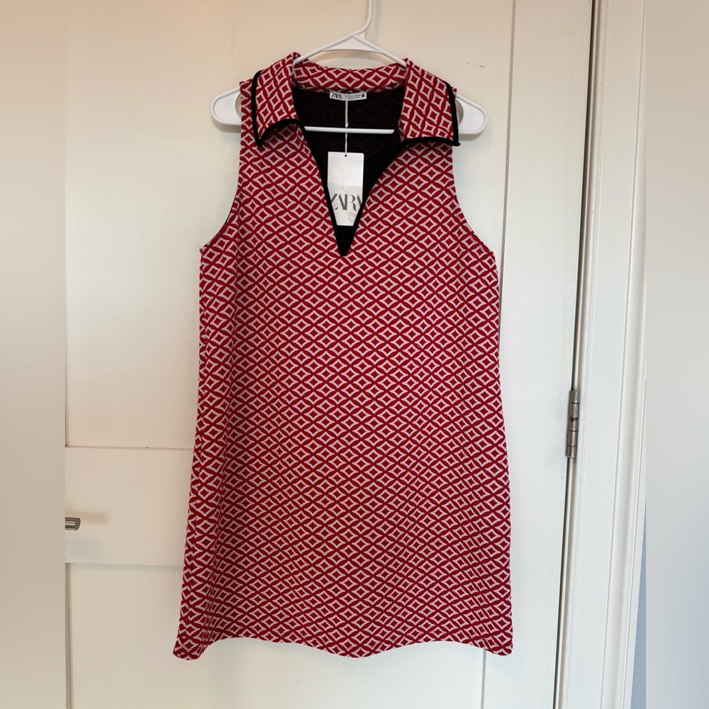Zara Collared Patterned Mini Dress Size L